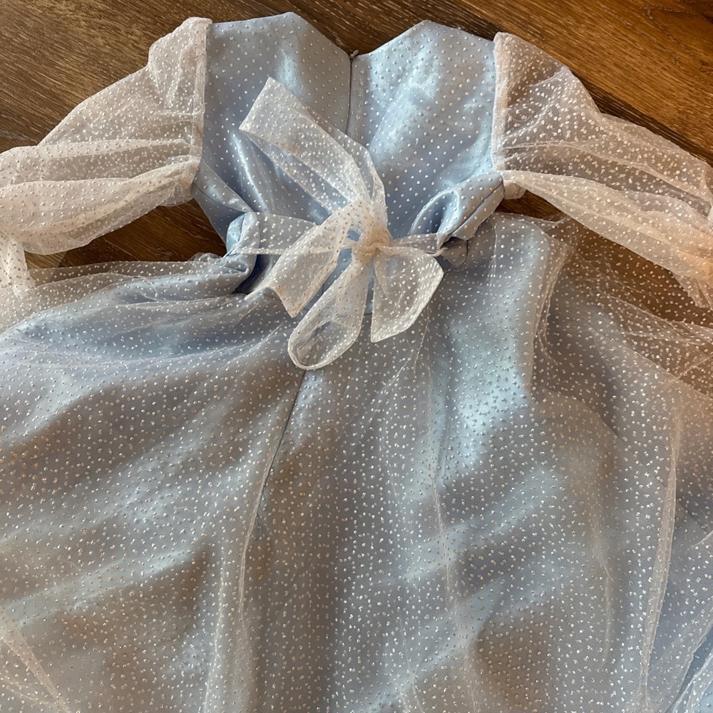 Custom Made Amazing Sparkle Blue White Frozen Elsa Dress Size 4-5 T - Picture 6 of 7